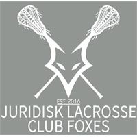 Juridisk Lacrosse Club Foxes Logo Hvit N Transfermerke 95mm x 89mm