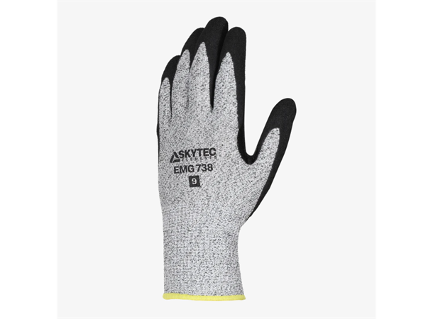 Skytec EMG738 GRY/BLK 10 Hanske med sandbelegg/kuttbestandig 