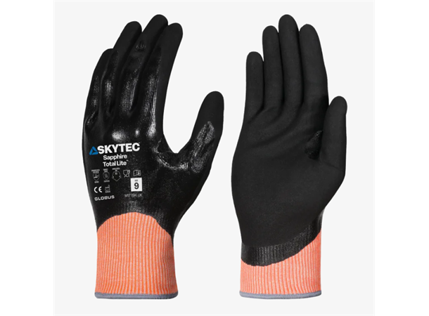 Skytec Sapphire total Light BLK/ORA 10 Nitrilhanske/medium kuttbbestandig 