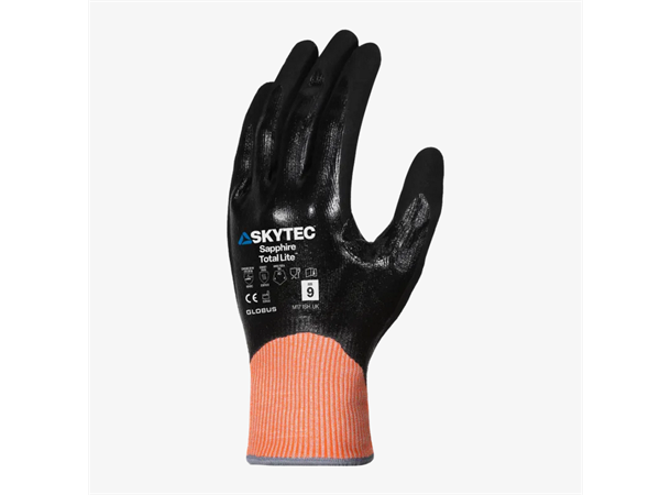Skytec Sapphire total Light BLK/ORA 10 Nitrilhanske/medium kuttbbestandig 